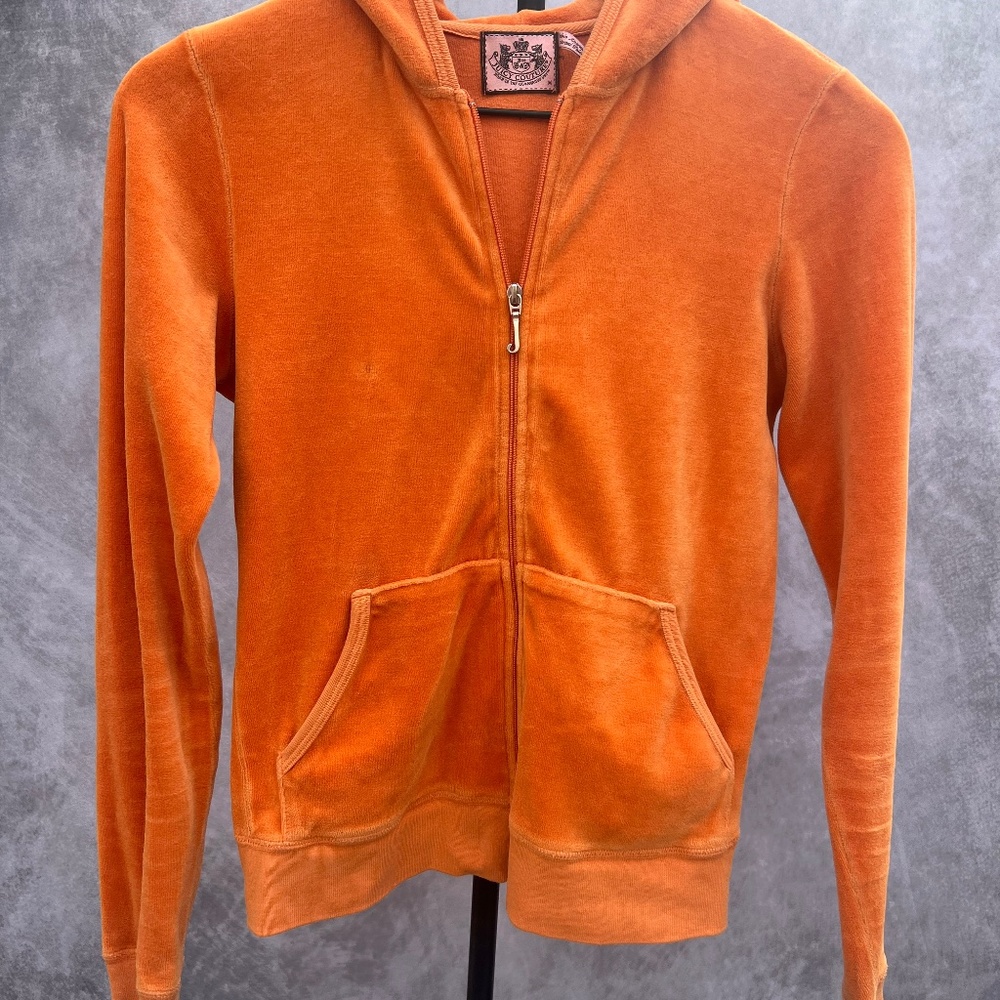 Juicy Couture Orange Velour Tracksuit  Zip Up Jacket Size Medium